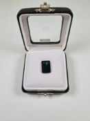 A cased loose gemstone; a mixed cut green tourmaline, approx 8.27ct