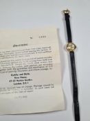 Vintage gold cased ladies cocktail watch on black leather strap