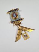 Of Masonic interest; a 9ct yellow gold Masonic medal with enamelled bars for St Swithins Lodge 3910,