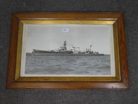 An old black and white photograph of Royal Navy Destroyer circa 1950, 48 x 28cm