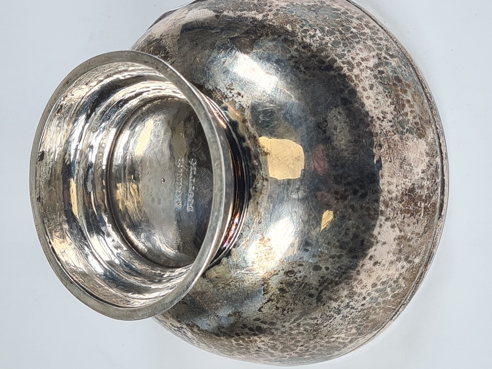 George Gilliam; a silver Britannia hammered design bon bon dish on a raised domed foot. Hallmarked w - Image 6 of 12