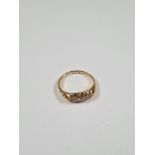 Antique 18ct yellow gold Gypsy ring set with graduating old cut diamonds, size J, marks worn, approx