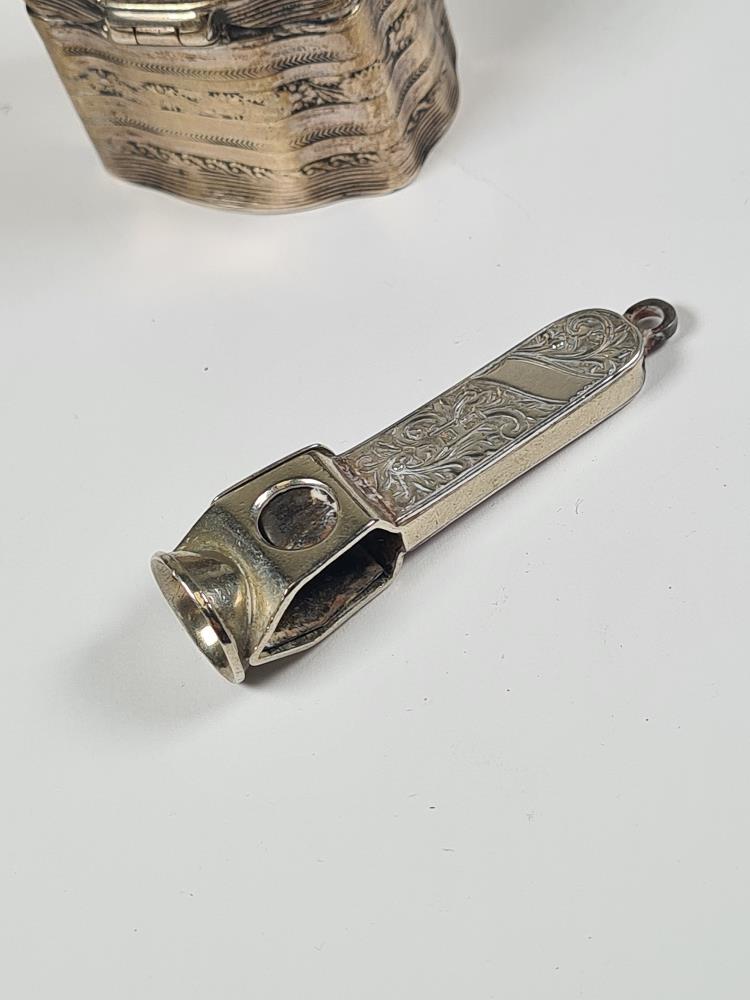 A decorative silver cigarette cutter having a decorative body covered in foliate scrolls, by Henry C - Image 9 of 12