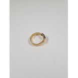 18ct yellow gold buckle ring with oval buckle inset with round cut diamonds, size P, marked 750, mak