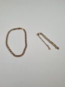 9ct yellow gold bracelet and another example, both marked 375, approx 4g