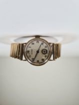Vintage 9ct gold cased Roamer 'Watch' with circular numbered dial, marked 375, British made GAS, on