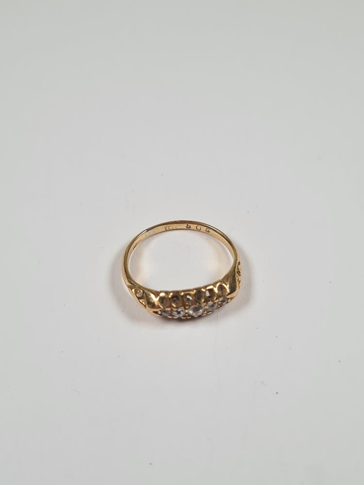 Antique 18ct yellow gold Gypsy ring set with graduating old cut diamonds, size J, marks worn, approx - Image 6 of 29