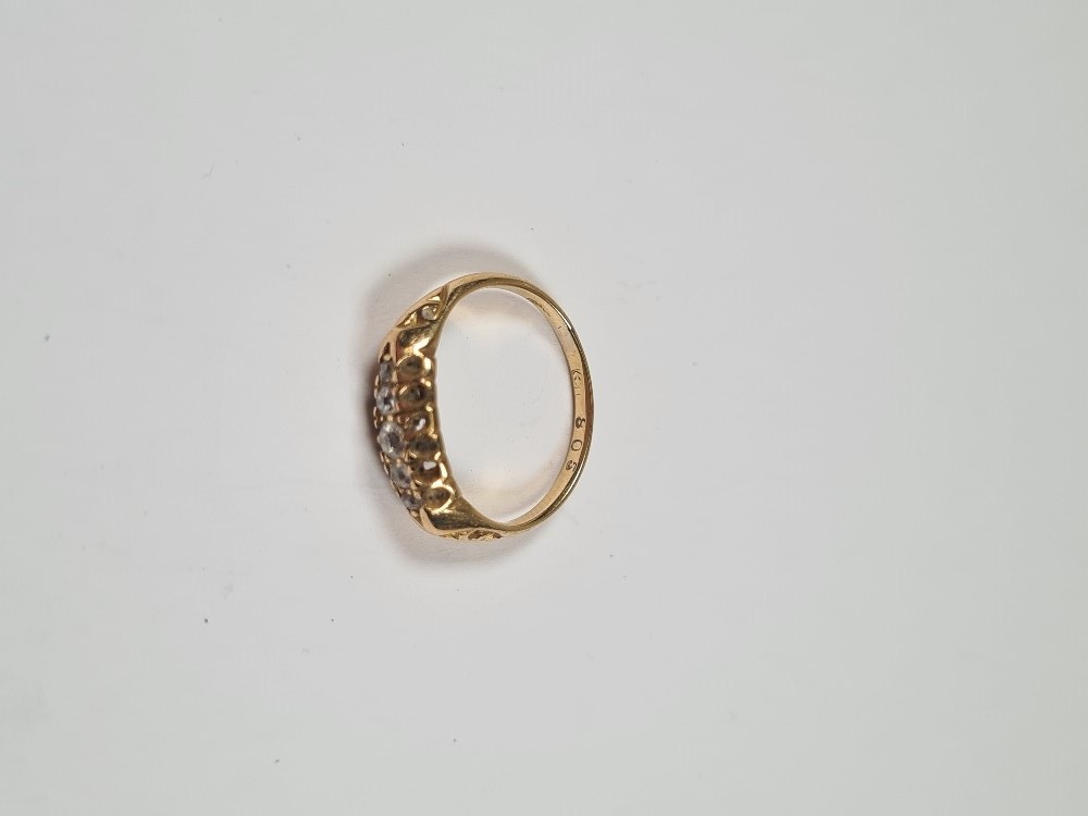 Antique 18ct yellow gold Gypsy ring set with graduating old cut diamonds, size J, marks worn, approx - Image 25 of 29