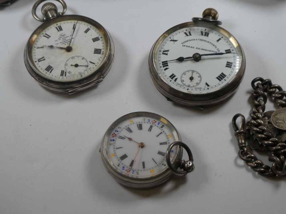 A quantity of silver pocket watches comprising of different makers and designs. To include a Chester - Image 12 of 15