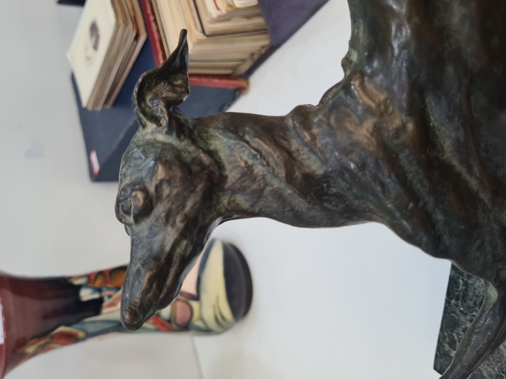 A 20th Century bronze sculpture of Greyhound on oblong marble base, 25cm - Image 2 of 3