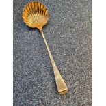 A superb George III Old English pattern silver-gilt soup ladle. Fully silver gilt, in quality colour