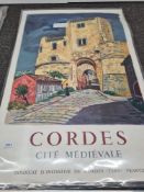 An Original French Travel poster Cordes Cite Medievale after Yves Brayer 64.5x98cm