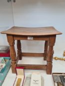 Robert 'Mouseman' Thompson; an oak joint stool having octagonal legs, 40.5cms