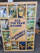 An original National Savings poster, printed by Chromo Works titled "All the Year Round Make Use of