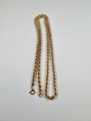 9ct yellow gold ropetwist necklace 67cm, marked 375, approx 38.9g