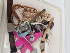 Selection of costume jewellery and modern wristwatches