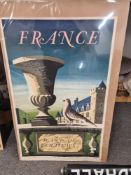 An original French travel poster titled "France - Land of Chateaux" after Jean Picart Le Doux, loose