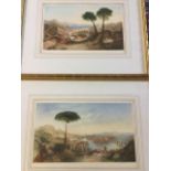 A pair of classical Mediterranean coloured prints published in 1930 by Virtue, with embossed