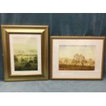 Rachel Pearson, watercolour, sepia style landscape with fence & trees, signed, mounted & gilt framed