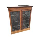 A glazed Edwardian mahogany display cabinet with later plate glass to rectangular top, the