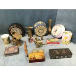 Miscellaneous items including an electric wallclock, a spokeshave, a brass canon, a boxed Merit