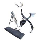 A Roger Black fitness exercise bike with bull handlebars and control for speed, time, distance, etc;