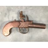 A nineteenth century flintlock pocket pistol by Henry Nock of London, with engraving to lock,