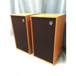 A pair of teak cased Wharfdale Linton XP2 35 watt speakers. (10.5in x 9.5in x 18.75in) (2)