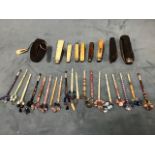 Nine miscellaneous penknives - horn & bone handles, wartime, Sheffield, leather cased chrome, etc;