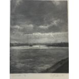 Rolf Parker, etching, Tynemouth with expansive skies, signed, titled and numbered in pencil on