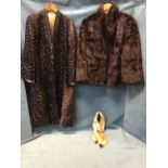 A kimono style house coat by Harrows; a "short mink" jacket by Dominion Fur Co of Edinburgh ladies