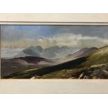 Oil on canvas board, Cumberland landscape, enscribed to verso The Scafells from Brim Fell, unsigned,