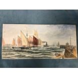 G Shervington, watercolour, busy quayside shipping scene with figures, signed & dated 1907,