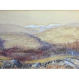 William Russell Flint, attributed, watercolour, autumn Scottish landscape, inscribed to verso