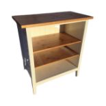 A modern set of painted pine open adjustable shelves, with rectangular top and tongue & grooved