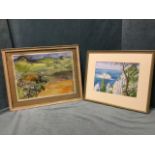 Patrick Murphy, watercolour, coastal view looking down to sea, signed, mounted & framed; and a