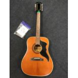 A 60s Italian Eko 12-string guitar, model J56 with rosewood fingerboard, mahogany body, part