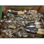 Miscellaneous silver plated flatware including fish sets, a Sheffield queens pattern dinner set,