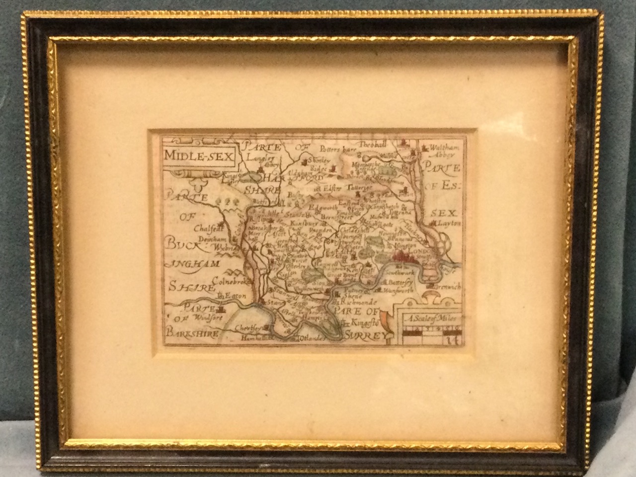 An eighteenth century map of Midle-sex, the small handcoloured plate attributed to P Keer and Pieter - Image 3 of 3