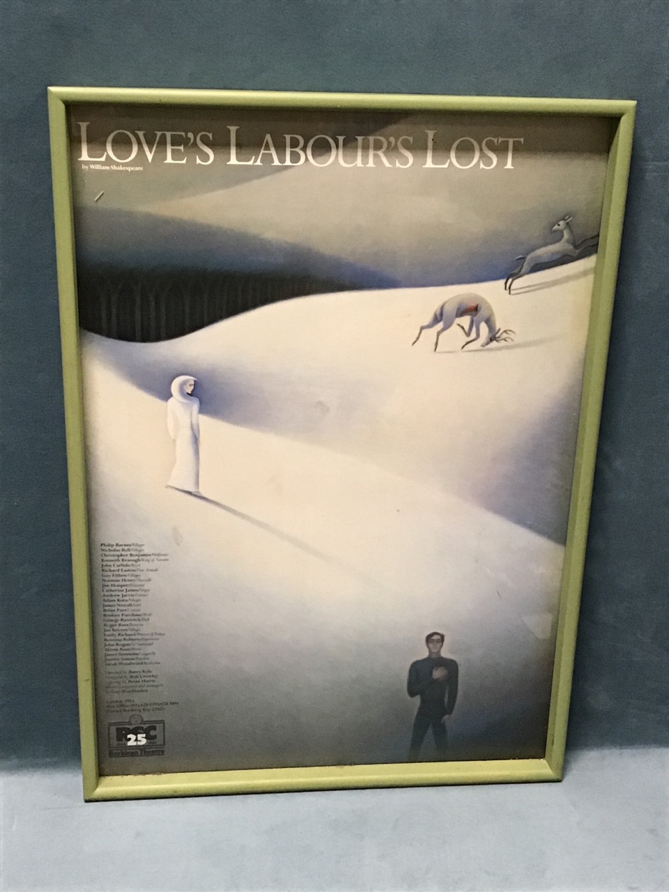 A 1985 RSC poster from Loves Labours Lost in painted frame. (20.5in x 28.25in)