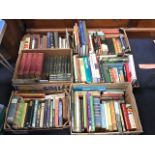 Six boxes of books - sets, travel, childrens, fiction, biographies, novels, reference, building,