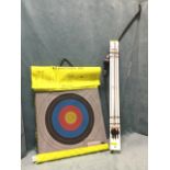 An unused Geologic archery kit with bow, sets of arrows, targets & stands, etc. (A lot)
