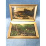 HC Pereroy?, C20th oil on boards, river landscapes, a pair, signed & gilt framed. (10.5in x 6.