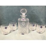 A cased set of Edinburgh Crystal with four cut glass tumblers and decanter & stopper. (5)