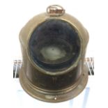 A brass cased ships binnacle with Sestrel compass in gimbal mount, the domed case with circular