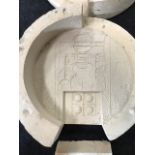 A large Troika plastercast mould for a disc vase in three pieces, the circular 14in panels with