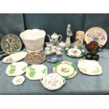 Miscellaneous ceramics including a large jardinière, a Japanese part coffee set, a Dunmore green