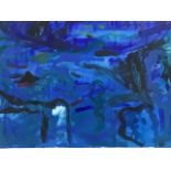 Janet Patterson, acrylic on paper, underwater barrier reef, signed in pencil with initials and