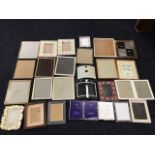 A collection of mainly unused photo frames - silver plated, gilded, sets, mirrored, hardwood box