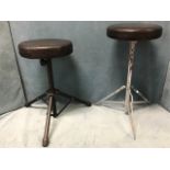 A musicians stool with circular cushion seat on adjustable chromed column with folding legs; and
